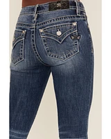 Miss Me Women's Medium Wash Mid Rise 32" Bootcut Stretch Denim Jeans