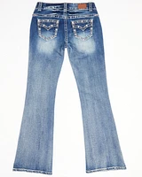 Shyanne Girls' Light Embroidered Faux Flap Pocket Bootcut Jeans
