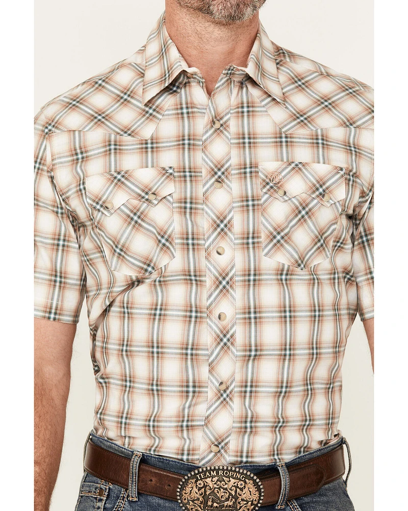 Wrangler Retro Men's Plaid Print Short Sleeve Snap Western Shirt