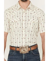 Gibson Trading Co Men's Flower Field Floral Stripe Short Sleeve Snap Stretch Western Shirt