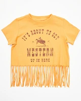 Shyanne Toddler Girls' It's About To Get Western Fringe Short Sleeve Graphic Tee
