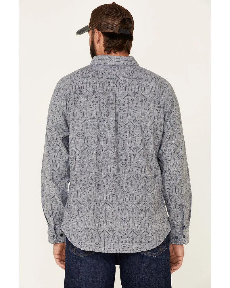 United By Blue Men's Southwestern Soft Hemp Chambray Long Sleeve Western Shirt