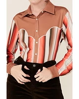 Ranch Dress'n Women's Serape Stripe Long Sleeve Button Down Western Shirt