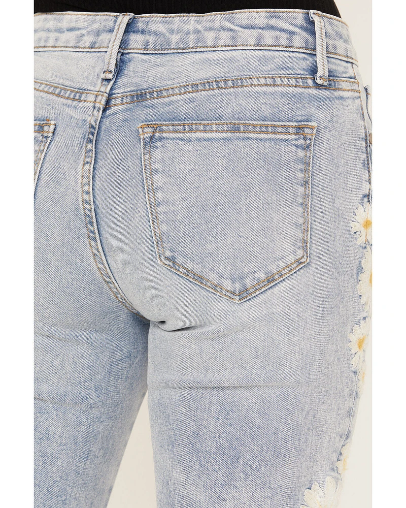Driftwood Women's Daisy Daydream Light Wash High Rise Straight Cropped Jeans