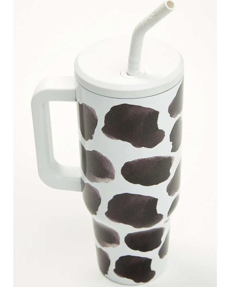 Boot Barn 40oz Cow Print Tumbler with Straw