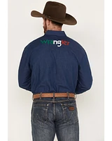 Wrangler Men's Mexico Flag Embroidered Logo Long Sleeve Western Snap Shirt