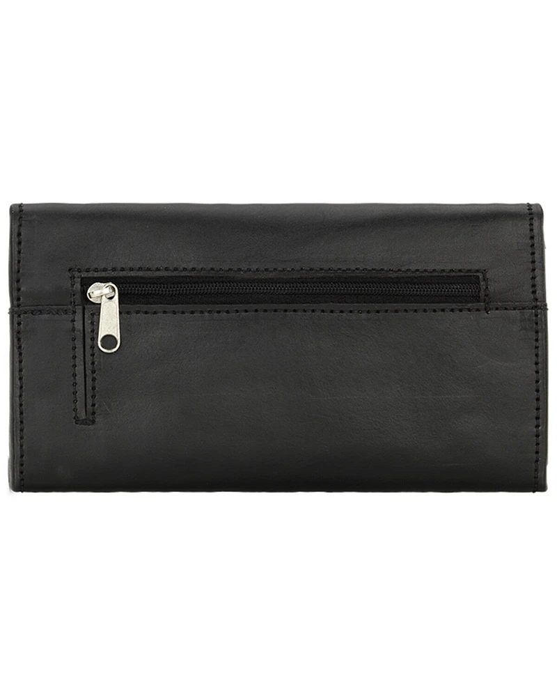 American West Mohave Canyon Ladies' Black Tri-Fold Wallet