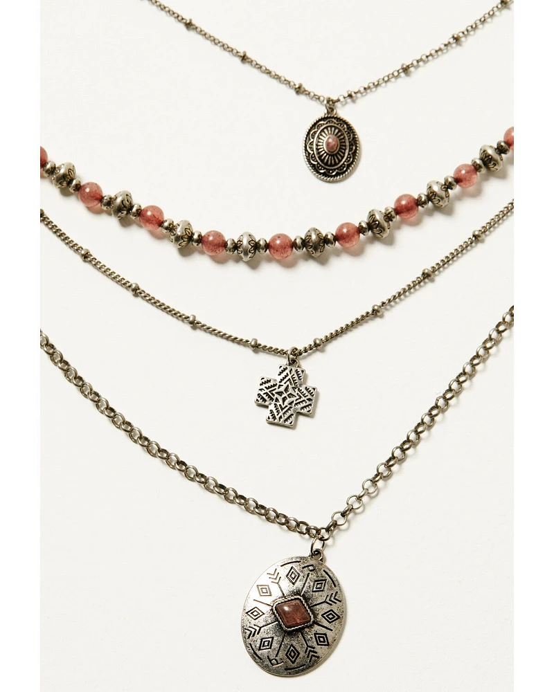 Shyanne Women's Strawberry Skies Layered Beaded Statement Necklace