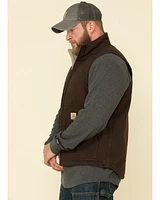 Carhartt Men's Dark Brown Washed Duck Sherpa Lined Mock Neck Loose Fit Work Vest