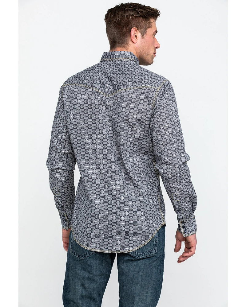 Tin Haul Men's Metal Logo Print Long Sleeve Western Shirt