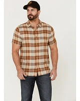 Pendleton Men's Linen Plaid Short Sleeve Button Down Western Shirt