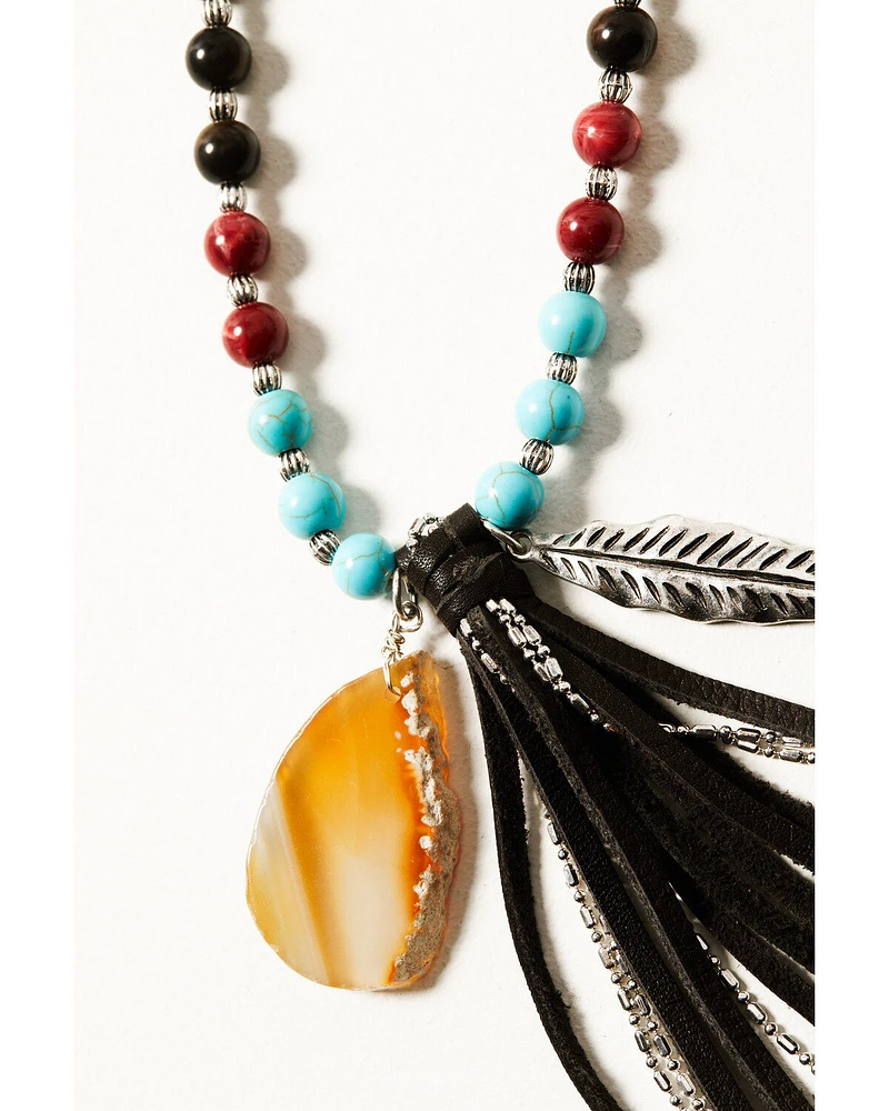 Shyanne Women's Dakota Agate Beaded Tassel Necklace