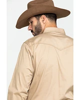 Wrangler Retro Men's Tan Solid Long Sleeve Western Shirt - Tall