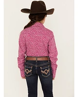 Shyanne Girls' Ditsy Floral Print Long Sleeve Western Pearl Snap Shirt