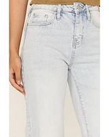 Cleo + Wolf Women's Light Wash High Rise Distressed Knee Flare Jeans