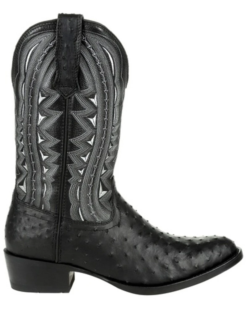 Durango Men's Black Full-Quill Ostrich Western Boots - Round Toe