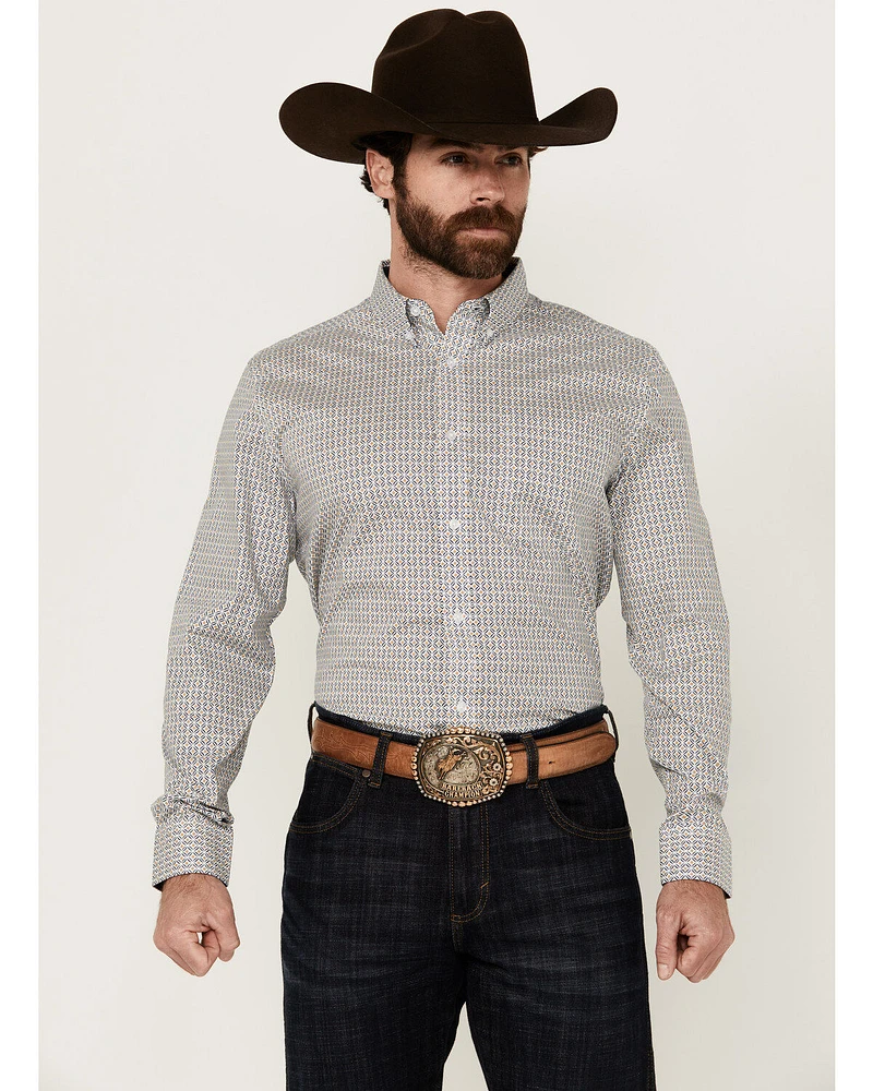 Cody James Men's Rejoice Geo Print Long Sleeve Button-Down Stretch Western Shirt