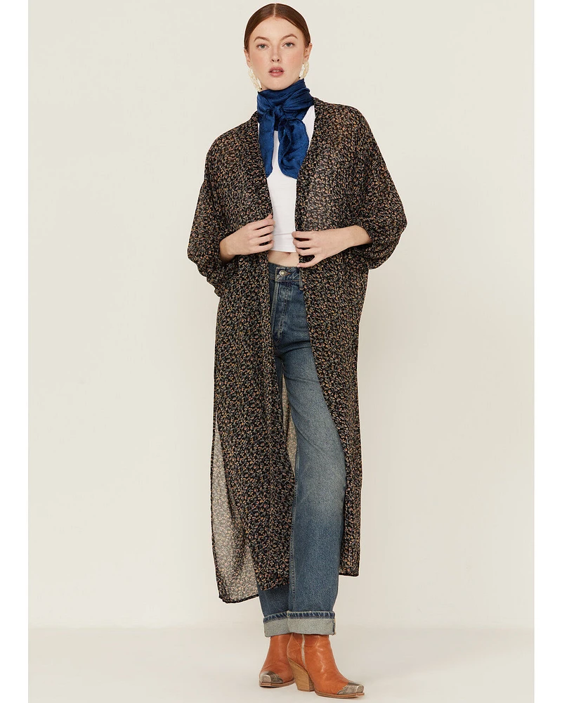 Beyond The Radar Women's Floral Chiffon Duster Maxi Kimono