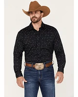 Rough Stock by Panhandle Men's Music Note Geo Print Long Sleeve Stretch Western Shirt