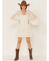 Honey Creek By Scully Women's Lace Crochet Long Sleeve Mini Dress