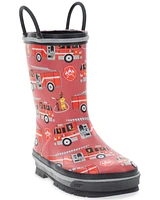 Western Chief Boys' Fire Truck Tread Rain Boots - Round Toe