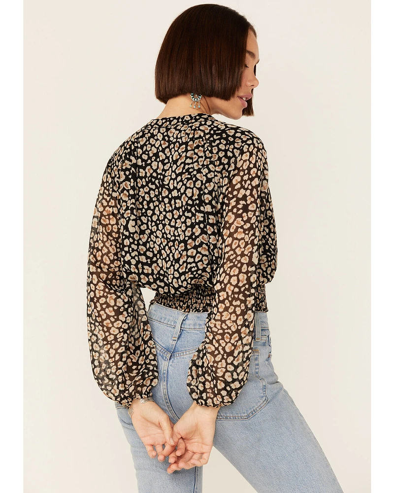 Lush Women's Floral Cropped Blouse