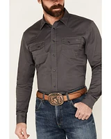 Blue Ranchwear Men's Rustler Solid Twill Long Sleeve Snap Stretch Western Work Shirt