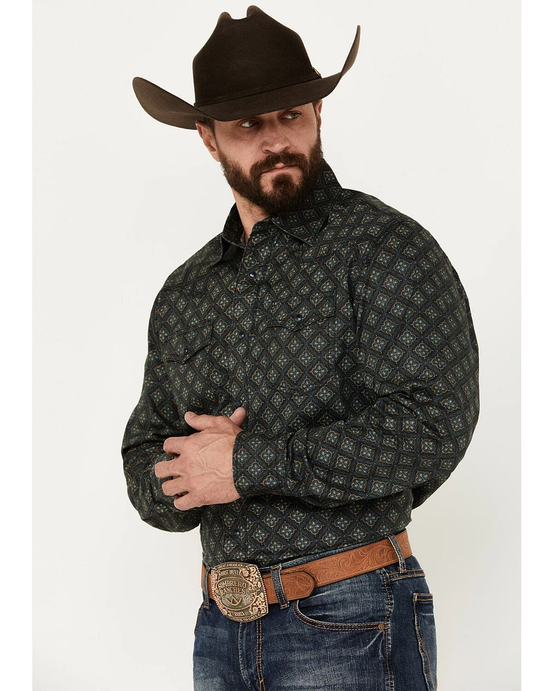 Wrangler Retro Men's Premium Medallion Print Long Sleeve Snap Western Shirt