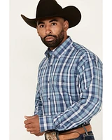 George Strait by Wrangler Men's Plaid Print Long Sleeve Stretch Western Shirt