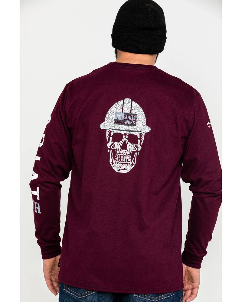 Ariat Men's FR Roughneck Skull Logo Crew Long Sleeve Work T-Shirt - Big