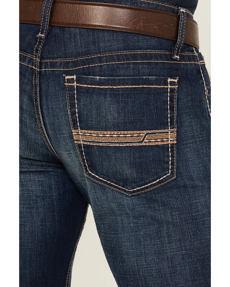 Cinch Men's Ian Medium Wash Stonewash Slim Bootcut Stretch Performance Jeans