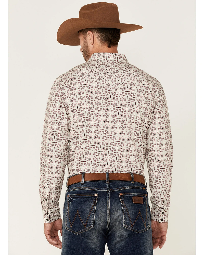 Moonshine Spirit Men's Sundial Southwestern Geo Print Long Sleeve Snap Western Shirt