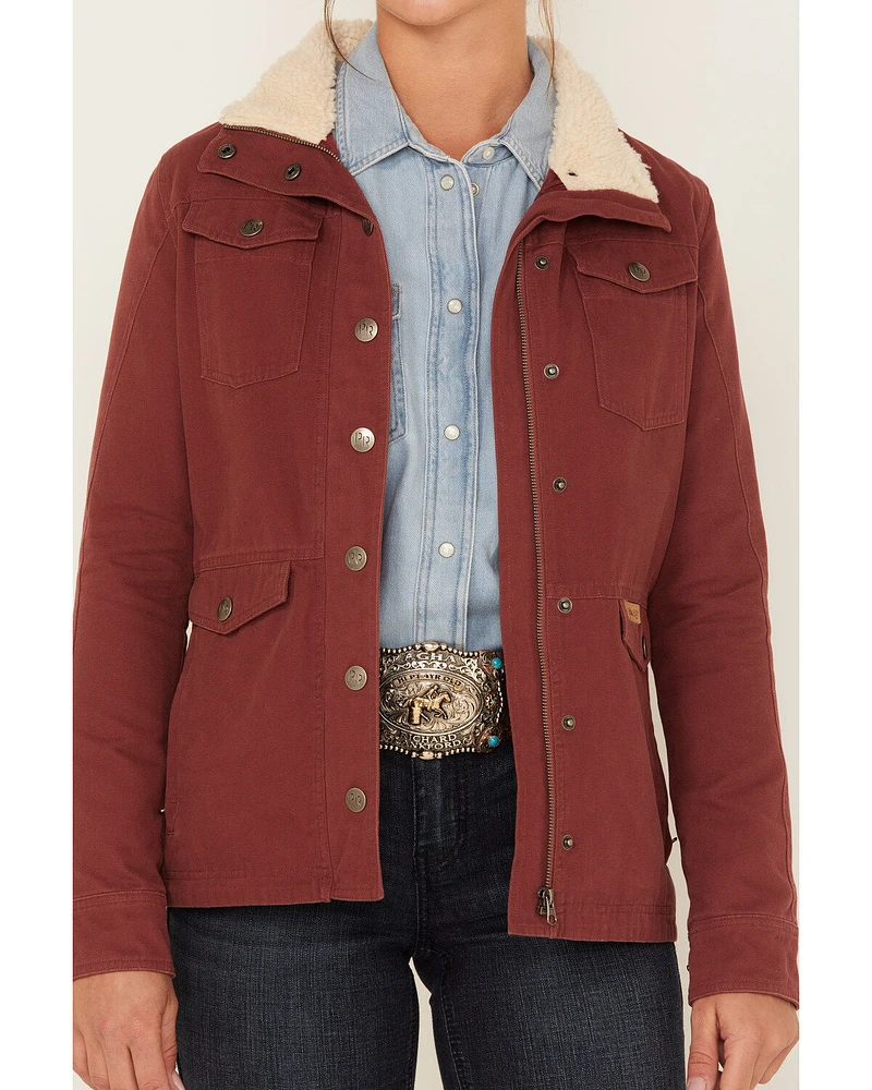 Powder River Outfitters Women's Sherpa-Lined Collar Denim Military Jacket