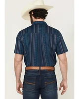 RANK 45® Men's Texas Ranger Striped Print Short Sleeve Button-Down Stretch Western Shirt