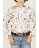 Panhandle Boy'sSouthwestern Print Long Sleeve Snap Western Shirt