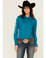 Ariat Women's Team Kirby Logo Long Sleeve Button-Down Stretch Western Shirt
