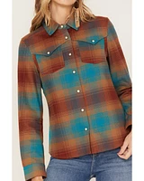 Idyllwind Women's Ombre Plaid Print Long Sleeve Snap Western Shirt