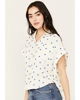 Wild Moss Women's Short Sleeve Embroidered Campshirt