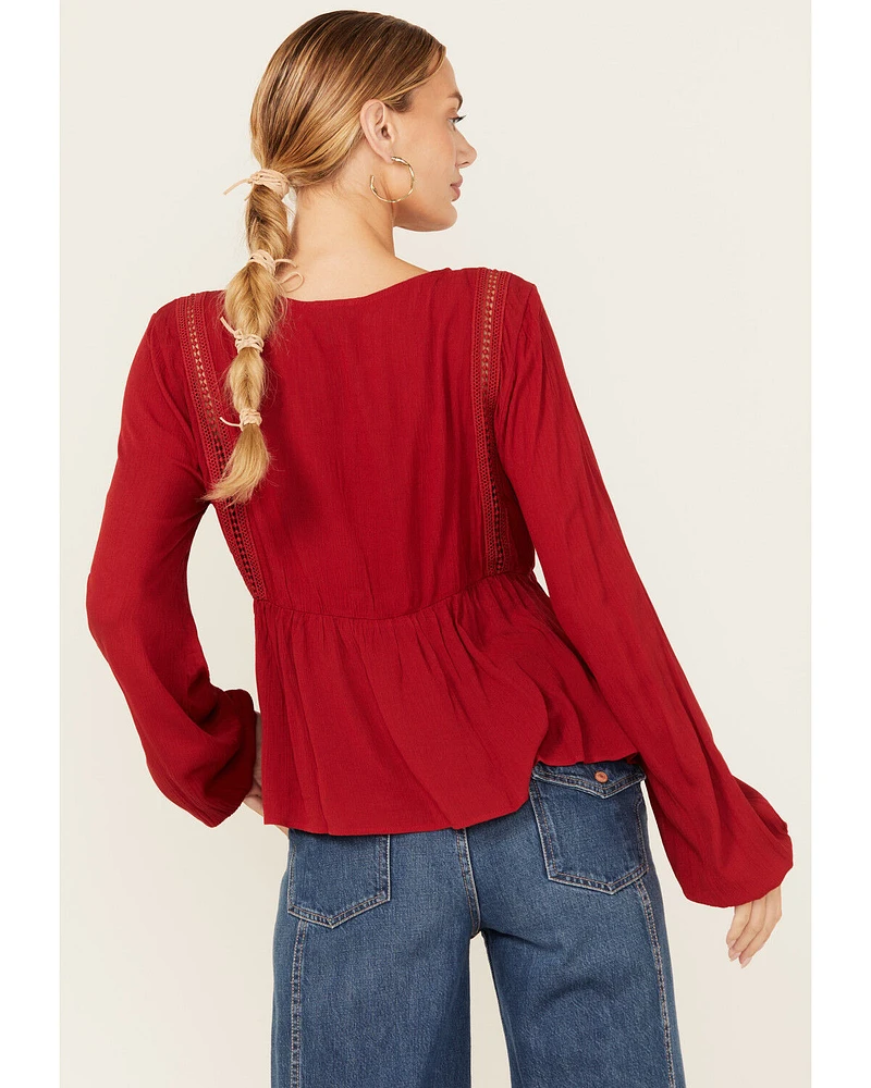 Wild Moss Women's Crochet Trim Top