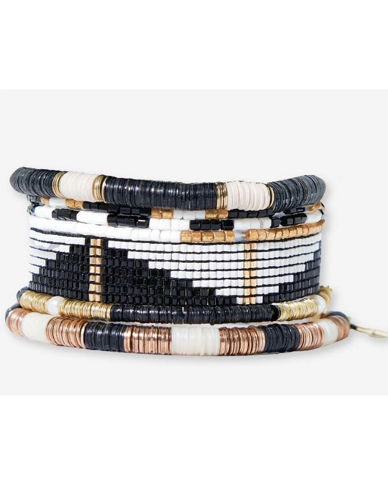 Ink + Alloy Women's Paint it Black Bracelet Stack - 7 Piece