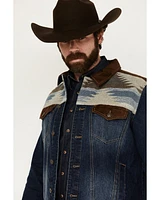 Cody James Men's Freedom Southwestern Yoke And Suede Trim Denim Jacket