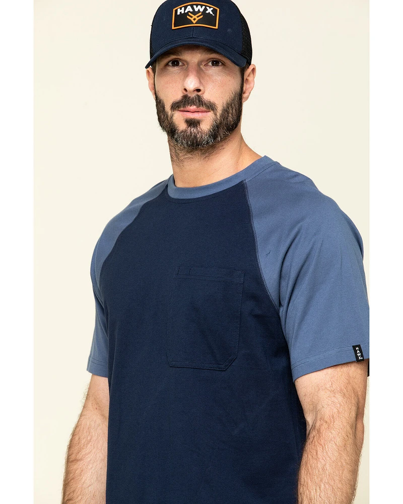 Hawx Men's Navy Midland Short Sleeve Baseball Work T-Shirt
