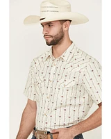 Gibson Trading Co Men's Flower Field Floral Stripe Short Sleeve Snap Stretch Western Shirt