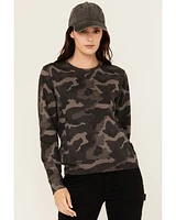 Lucky Brand Workwear Women's Camo Print French Terry Crewneck Sweatshirt
