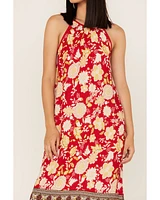 Band of the Free Women's Power Peace Floral Print Halter Midi Dress