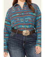 Ariat Women's Southwestern Print Billie Rae Long Sleeve Button Down Western Shirt - Plus