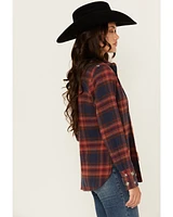Shyanne Women's Embellished Plaid Print Long Sleeve Snap Western Shirt