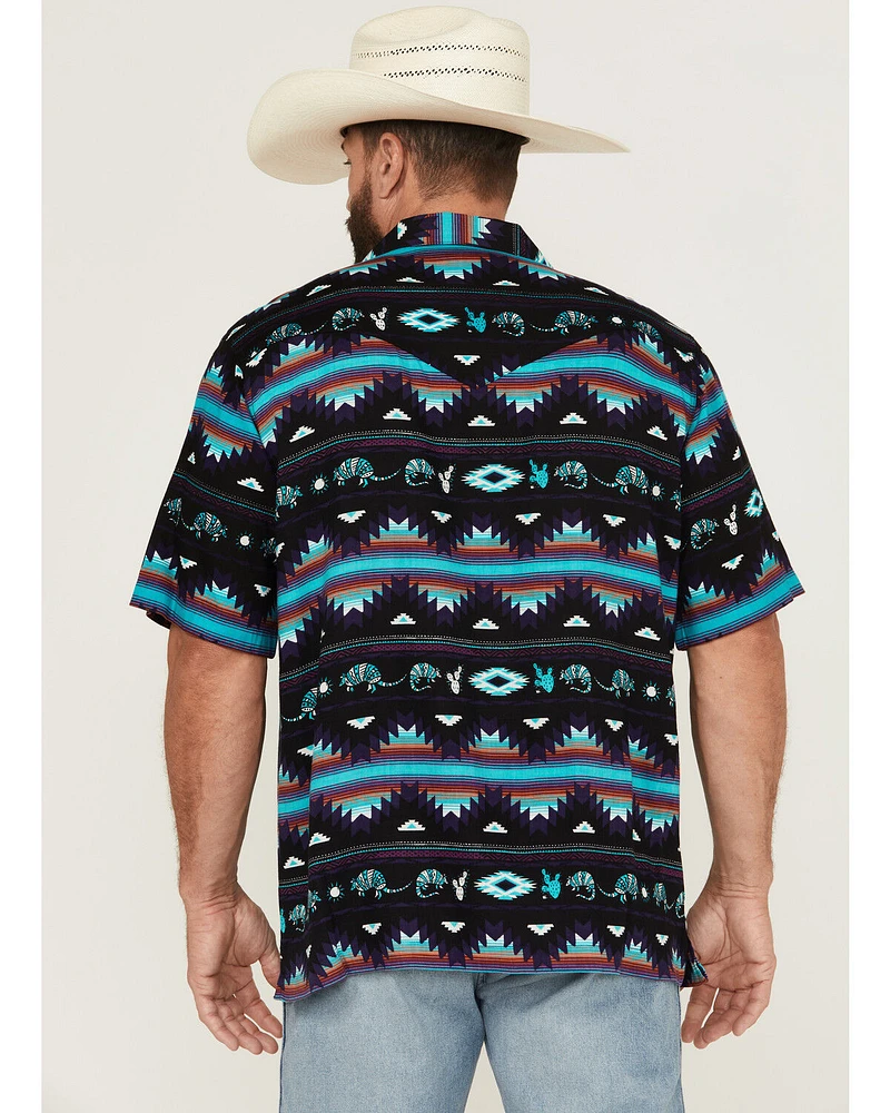 Wrangler Men's Southwestern Striped Short Sleeve Snap Western Shirt