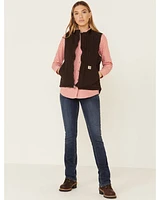 Carhartt Women's Dark Brown Washed Duck Sherpa Lined Vest