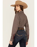Cinch Women's Medallion Print Long Sleeve Button-Down Western Shirt